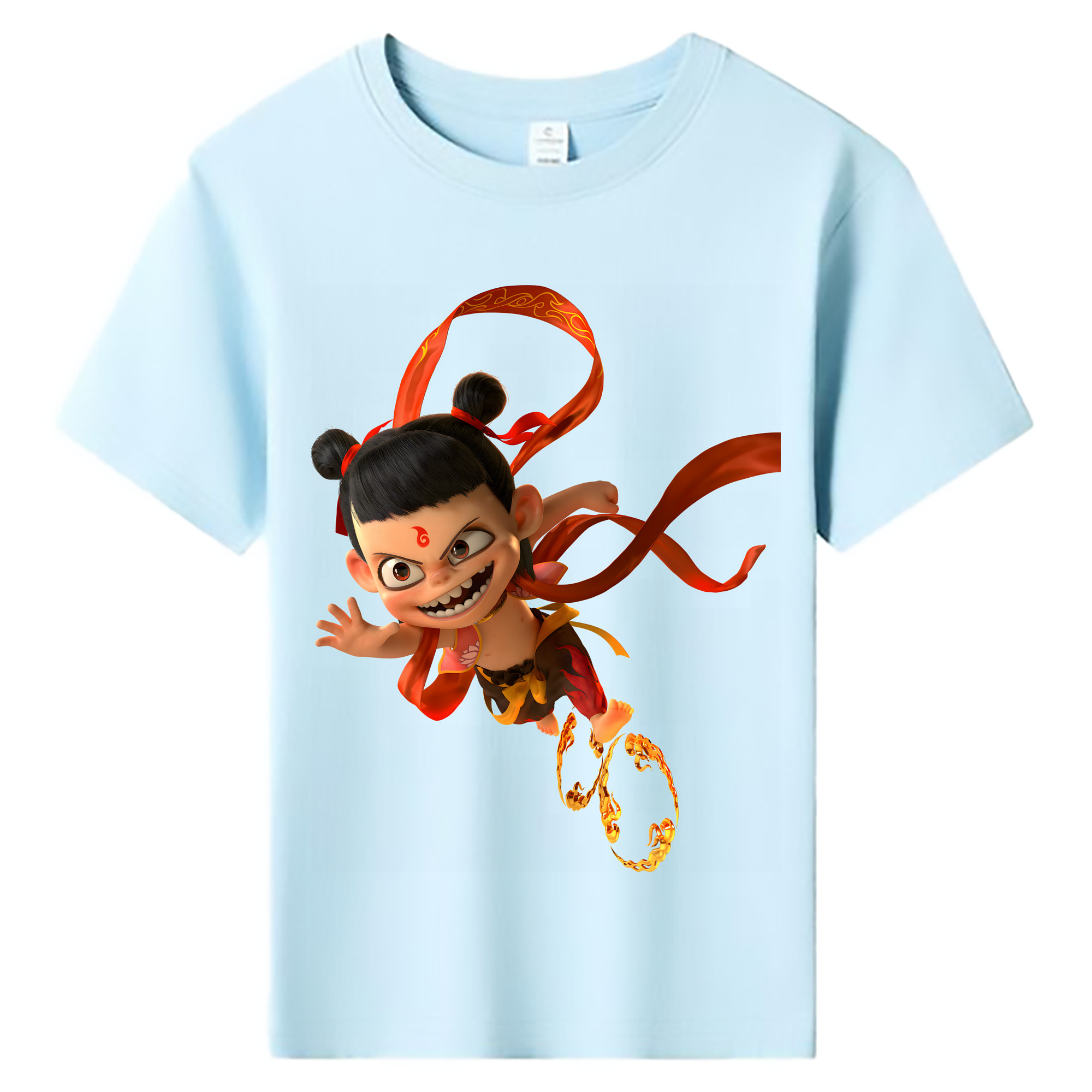 （画像用） Ne Zha 2 ナタ 魔童の大暴れ 綿100％キッズTシャツ（フロントプリント）